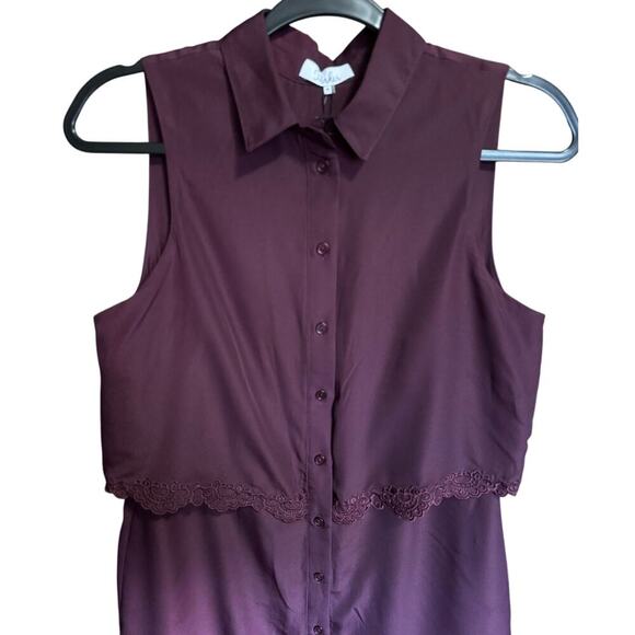 Parker NWT Cordovan Overlay Lace Dress Sleeveless Mini Burgundy Size Medium - Picture 3 of 12